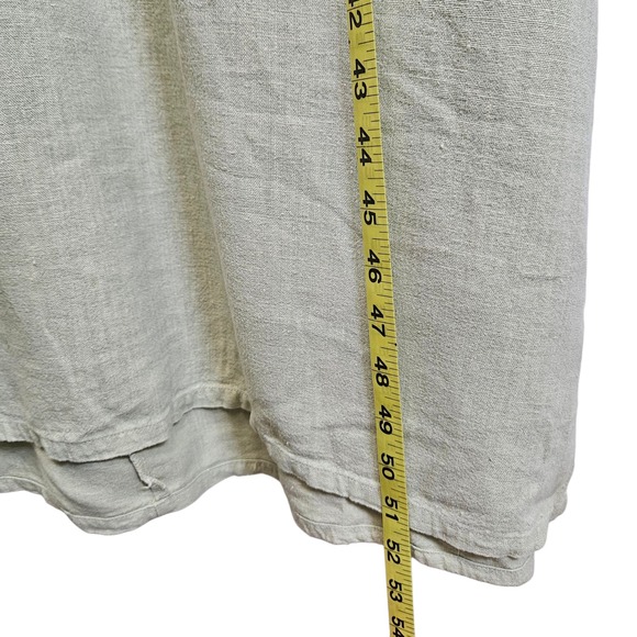 Studio Ease Linen Maxi Dress Peasant Garden Green Pocketed Button Vintage 90s 14 - Picture 9 of 10